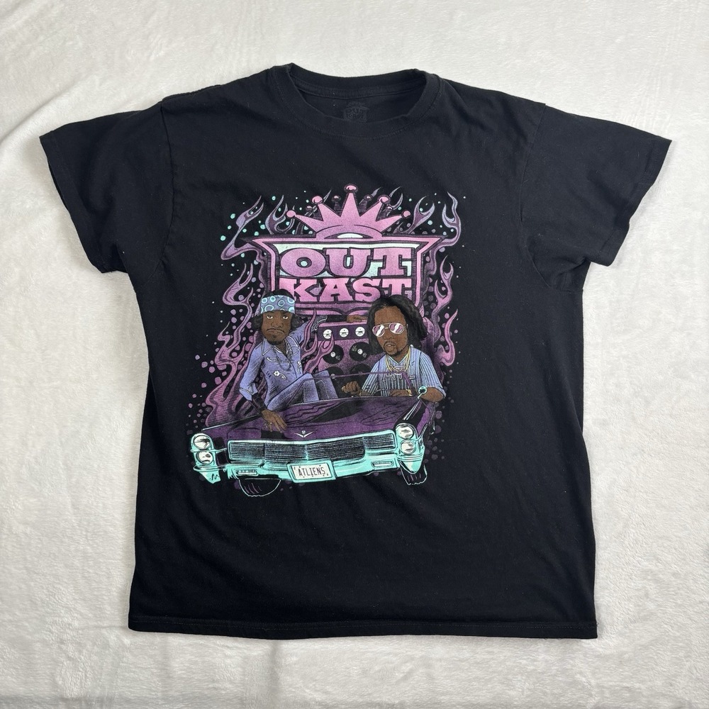 Outkast ATLiens Cadillac Black Short Sleeve‎ Graphic Shirt Rap Women's Large